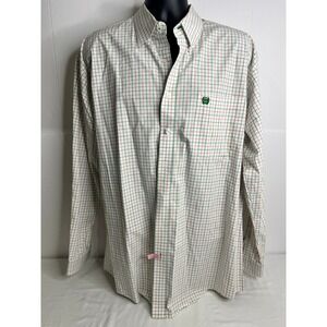 Cinch Men's XL Long Sleeve Button Up Plaid Western Shirt White Green Orange